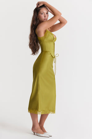 SAMARA PASTEL YELLOW SLIP-ON MIDI DRESS