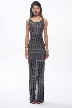 Maro Crystal Embellished Mesh Maxi Dress