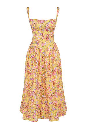 ISABELA YELLOW FLORAL MIDI DRESS