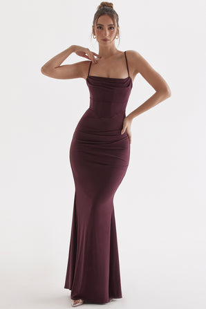 MIA MAXI DRESS FOREST CORSET WINE