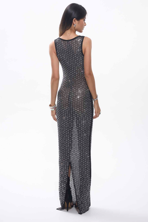 Maro Crystal Embellished Mesh Maxi Dress