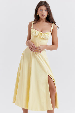 EMILY YELLOW CORSET MIDI DRESS