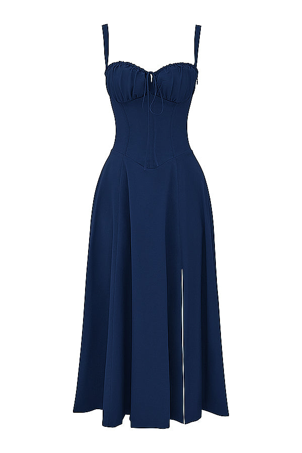 blue midi corset dress DENIM BLUE CORSET MIDI DRESS | CULT MIA