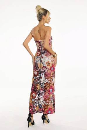 Floral Sequin Strapless Dress