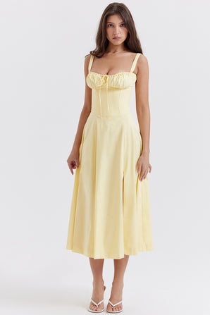 EMILY YELLOW CORSET MIDI DRESS